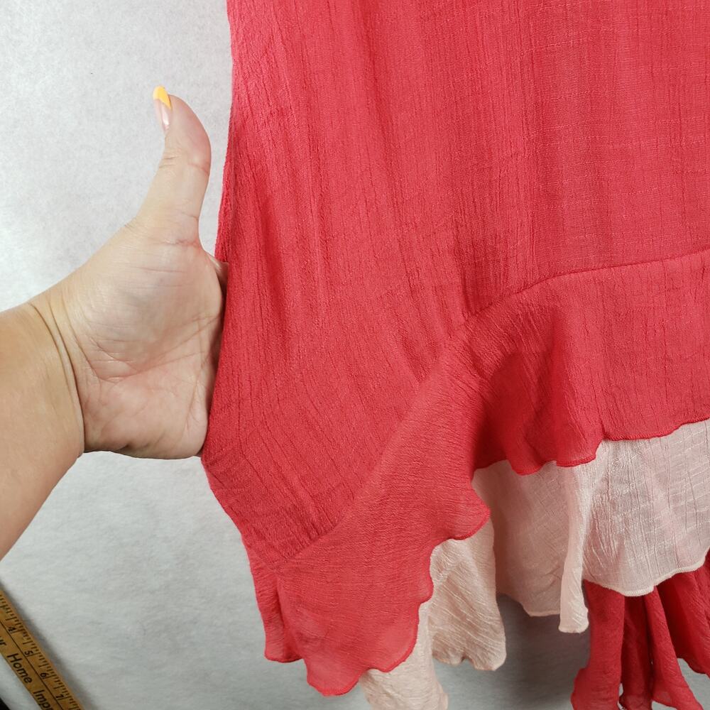 Ara Handmade Women's 2XL Tiered Layered‎ Tank Midi Dress Coral Pink Lagenlook - Picture 8 of 10